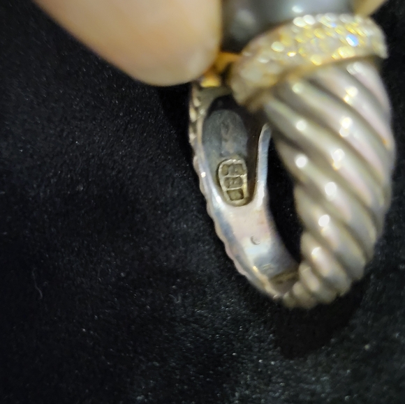 David Yurman Authentic Tahitian Pearl & Diamonds Ring - Picture 2 of 5